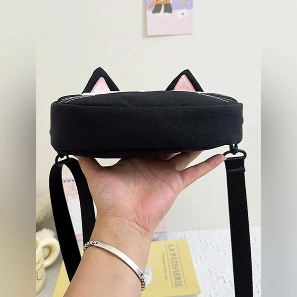 Cat Crossbody belt Bag black kitten purse mini phone teen’s girl’s kid’s school